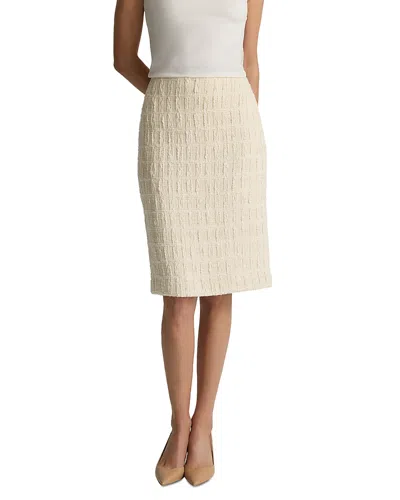 St John Textured Plaid Skirt In Neutral