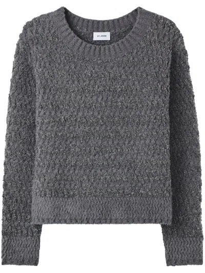 St John Two Tone Cable-knit Sweater In Swgm