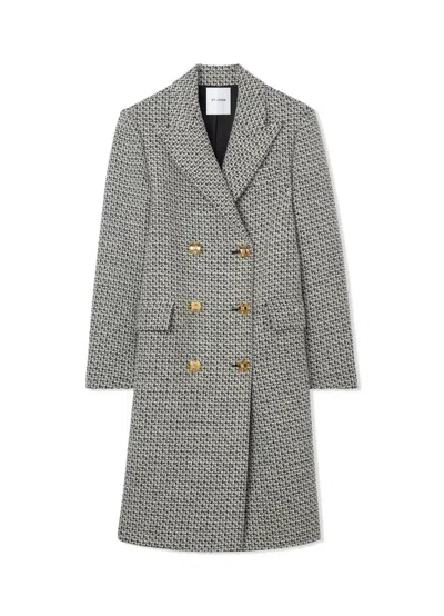 St John Textured Tweed Coat In Black/chalk Multi