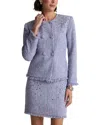 St John Textured Tweed Jacket In Blue
