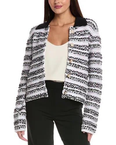 St John St. John Textured Tweed Linen-blend Jacket In Purple
