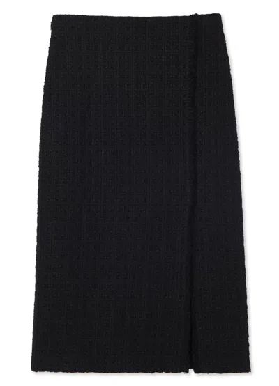 St John Textured Tweed Skirt In Black