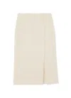 St John Textured Tweed Skirt In Ecru