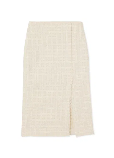 St John Textured Tweed Skirt In Ecru