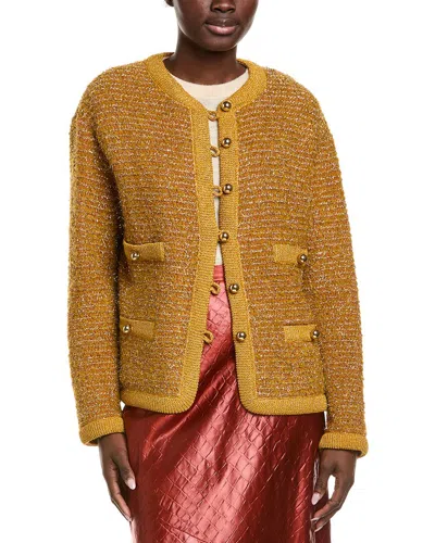 St John Textured Wool-blend Jacket In Gold