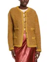 St John Lurex And Eyelash Textured Signature Knit Jacket In Yellow