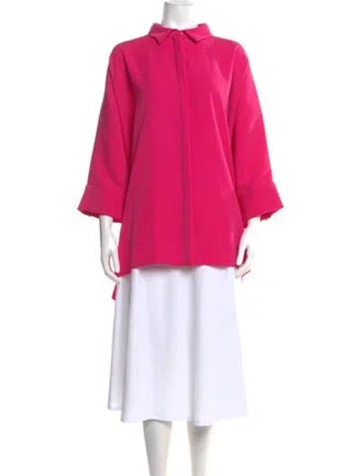 Pre-owned St John Three-quarter Sleeve Blouse In Pink