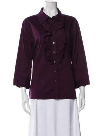 Pre-owned St John Three-quarter Sleeve Blouse In Purple