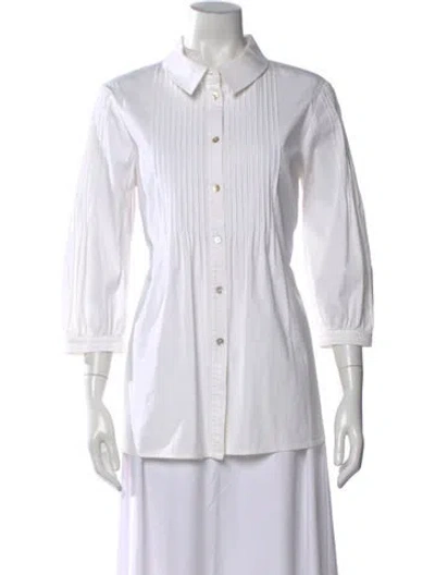 Pre-owned St John Three-quarter Sleeve Button-up Top In Neutral