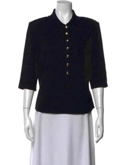Pre-owned St John Three-quarter Sleeve Polo In Black