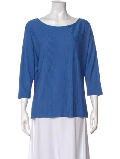Pre-owned St John Three-quarter Sleeve Top W/ Tags In Blue