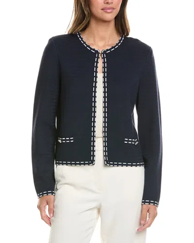 St John St. John Ticking Trim Crew Jacket In Blue