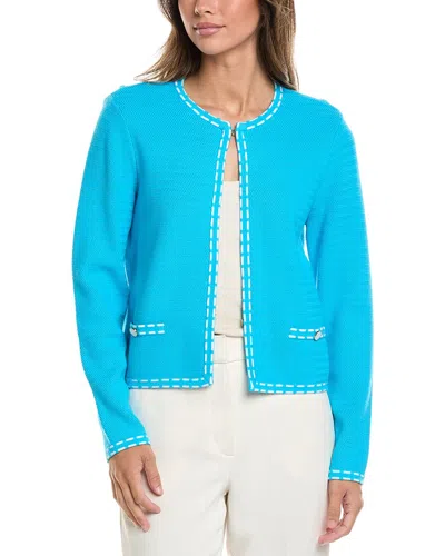St John St. John Ticking Trim Crew Jacket In Blue