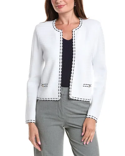 St John St. John Ticking Trim Crew Jacket In White
