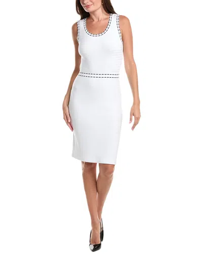 St John St. John Ticking Trim Dress In White