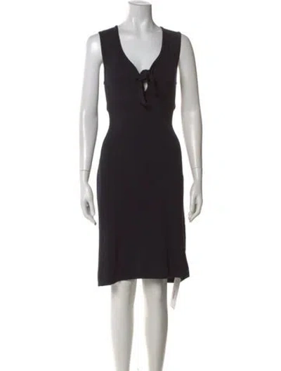 Pre-owned St John Tie Neck Knee-length Dress In Blue