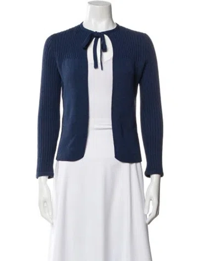 Pre-owned St John Tie Neck Long Sleeve Top In Multi