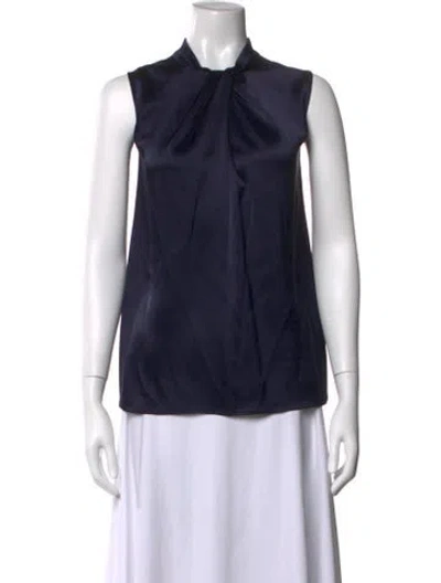 Pre-owned St John Tie Neck Sleeveless Top In Blue