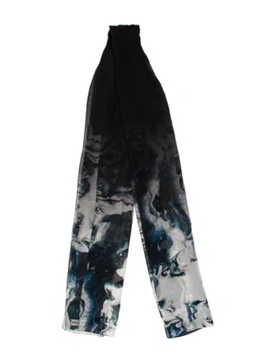 Pre-owned St John Tie-dye Print Scarf In Black