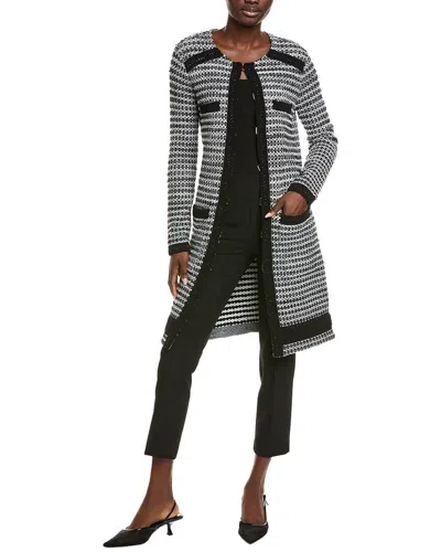 St John St. John Tonal Knit Cardigan In Black