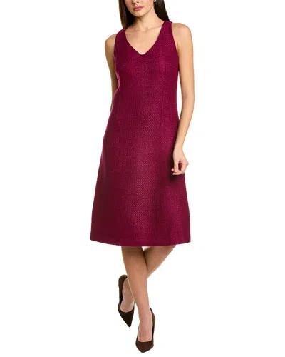 St John St. John Tonal Tweed Wool-blend Dress In Burgundy