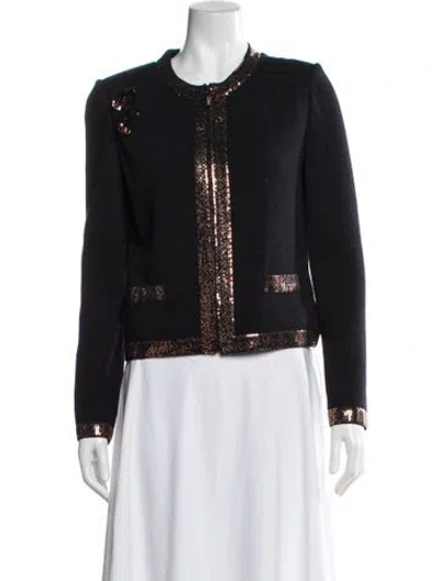 Pre-owned St John Top W/ Cardigan Wool Set In Black