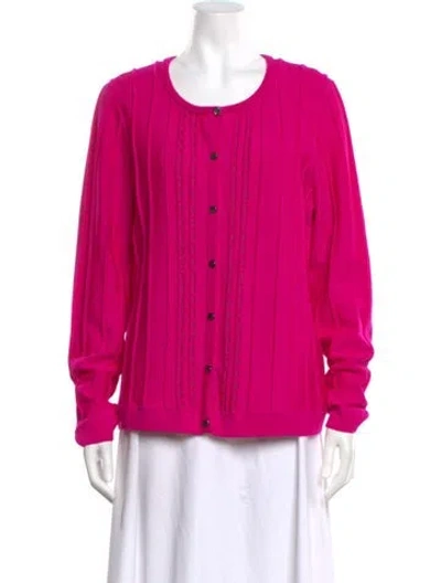 Pre-owned St John Top W/ Cardigan Wool Top In Pink