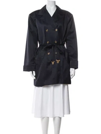 Pre-owned St John Trench Coat In Blue