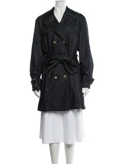 Pre-owned St John Trench Coat In Blue