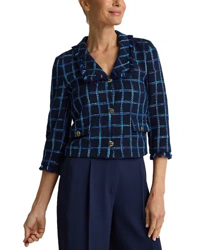 St John Tri Color Windowpane Jacket In Blue