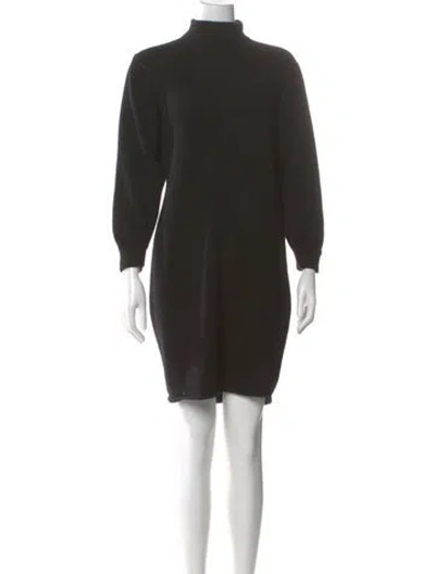 Pre-owned St John Turtleneck Knee-length Dress In Black