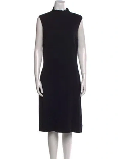 Pre-owned St John Turtleneck Knee-length Dress In Black