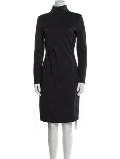 Pre-owned St John Turtleneck Knee-length Dress In Black