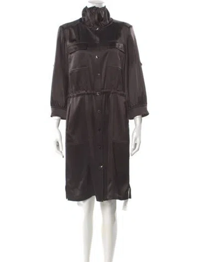 Pre-owned St John Turtleneck Knee-length Dress In Gray