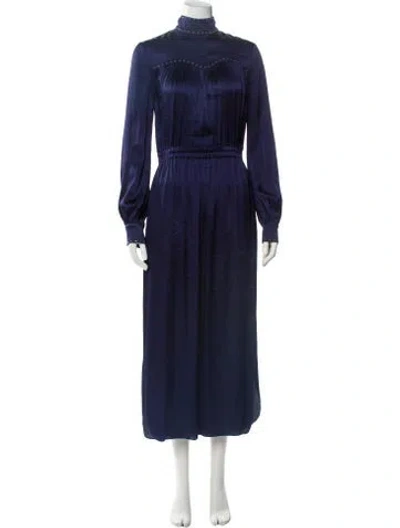 Pre-owned St John Turtleneck Long Dress W/ Tags In Blue
