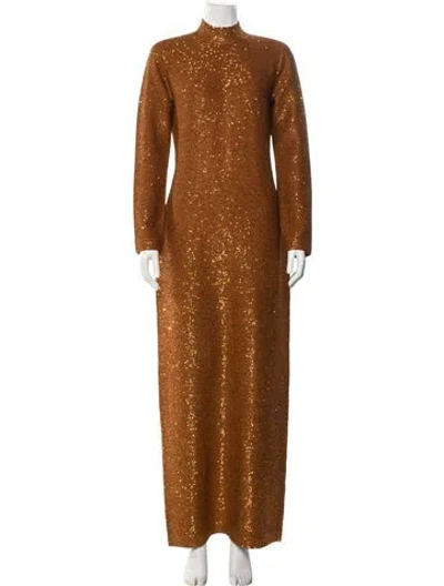 Pre-owned St John Turtleneck Long Dress W/ Tags In Brown