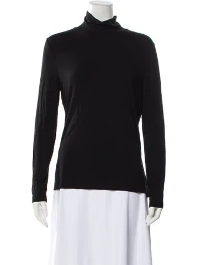 Pre-owned St John Turtleneck Long Sleeve Sweatshirt In Black