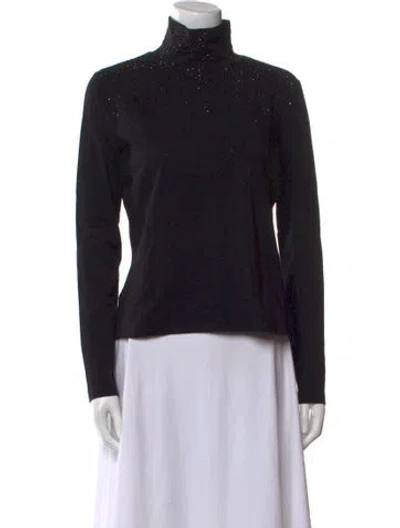 Pre-owned St John Turtleneck Long Sleeve Sweatshirt In Black