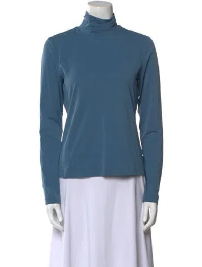 Pre-owned St John Turtleneck Long Sleeve Sweatshirt In Blue