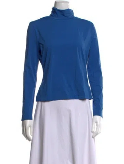 Pre-owned St John Turtleneck Long Sleeve Sweatshirt In Blue