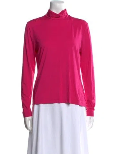 Pre-owned St John Turtleneck Long Sleeve Sweatshirt In Pink