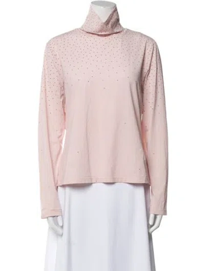 Pre-owned St John Turtleneck Long Sleeve Sweatshirt In Pink