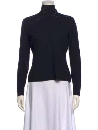 Pre-owned St John Turtleneck Long Sleeve Top In Black
