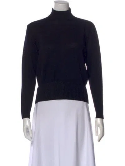 Pre-owned St John Turtleneck Long Sleeve Top In Black