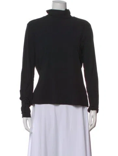Pre-owned St John Turtleneck Long Sleeve Top In Black