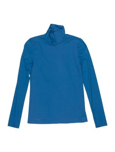 Pre-owned St John Turtleneck Long Sleeve Top In Blue