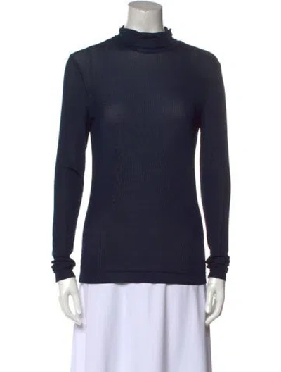 Pre-owned St John Turtleneck Long Sleeve Top In Blue