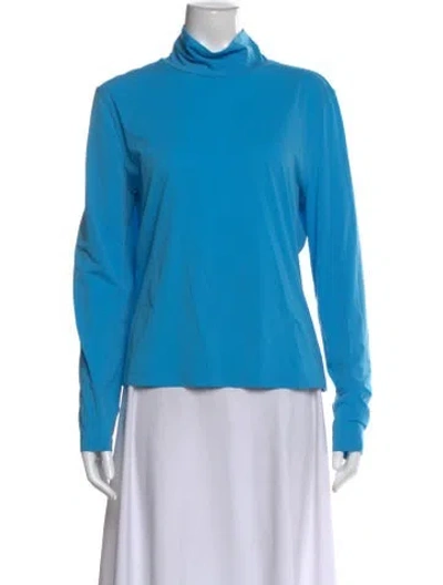 Pre-owned St John Turtleneck Long Sleeve Top In Blue