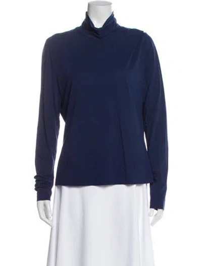 Pre-owned St John Turtleneck Long Sleeve Top In Blue
