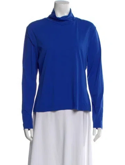 Pre-owned St John Turtleneck Long Sleeve Top In Blue